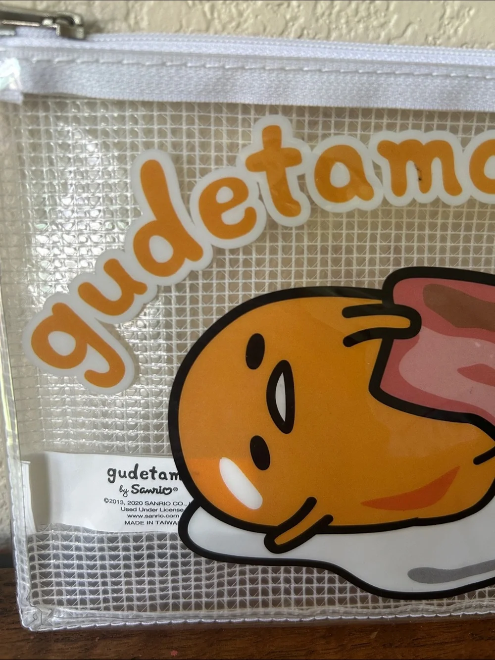 Gudetama 2020 Clear Vinyl Pouch with Bacon Graphic